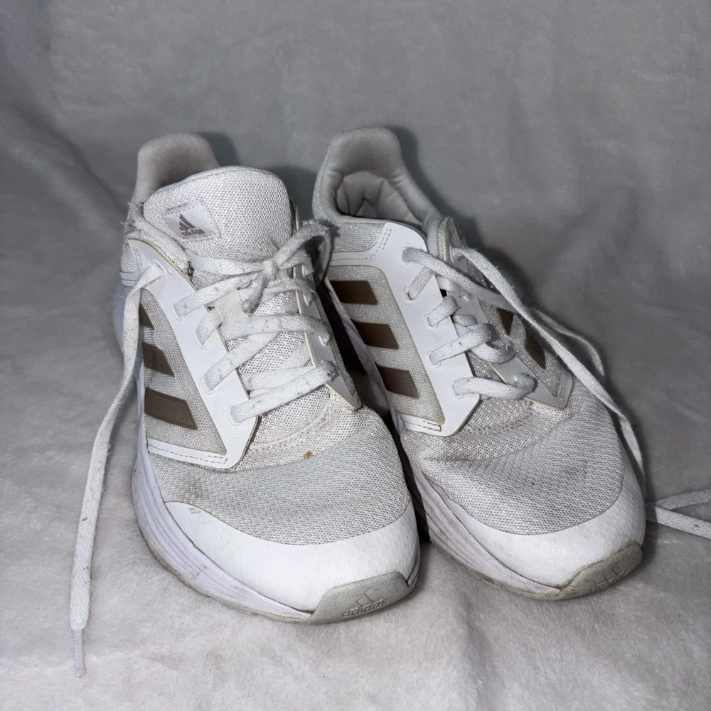 Adidas Galaxy‎ 5 White Champagne Metallic Women's Running Shoes Size 8 Cloudfoam